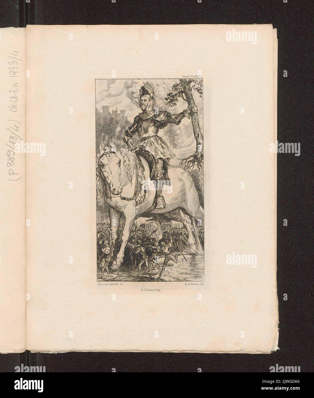 La jument `se laschant le ventre`, Livre I , ch. XXXVI. Bracquemond, Félix (1833-1914), graphic artist, Lemerre, Alphonse (1838-1912), publisher, Salmon, Alfred (1825-ca 1894), printer of graphic prints Stock Photo